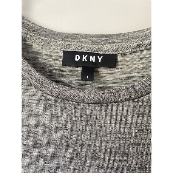 DKNY Gray Long Sleeve Ribbed Knit Top S Minimalist Capsule Wardrobe Street Style - Picture 2 of 16